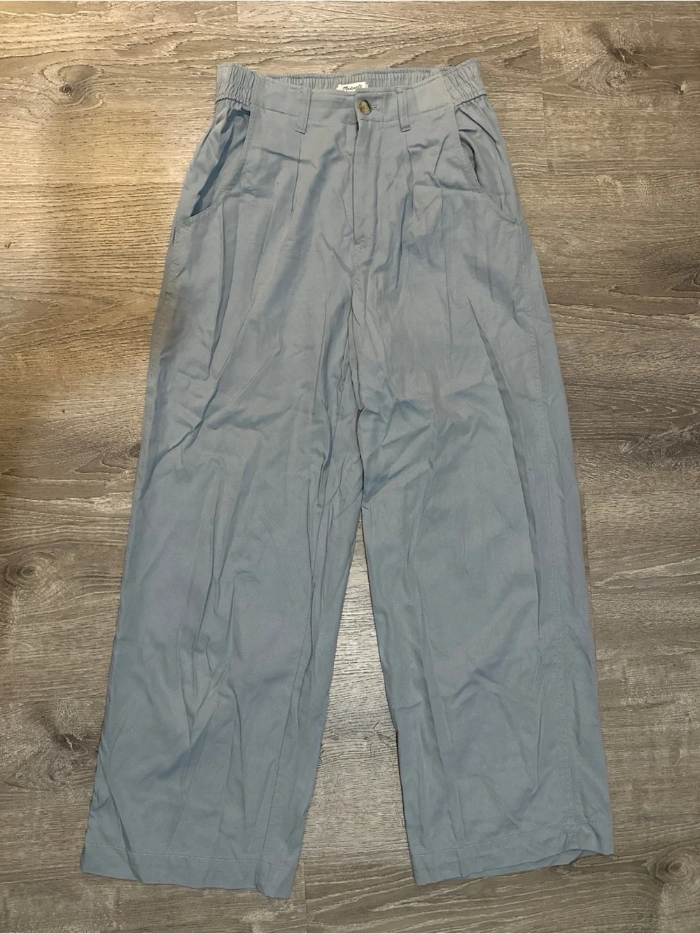 Madewell High-Rise Pleated Wide Leg Trousers Blue Size 6